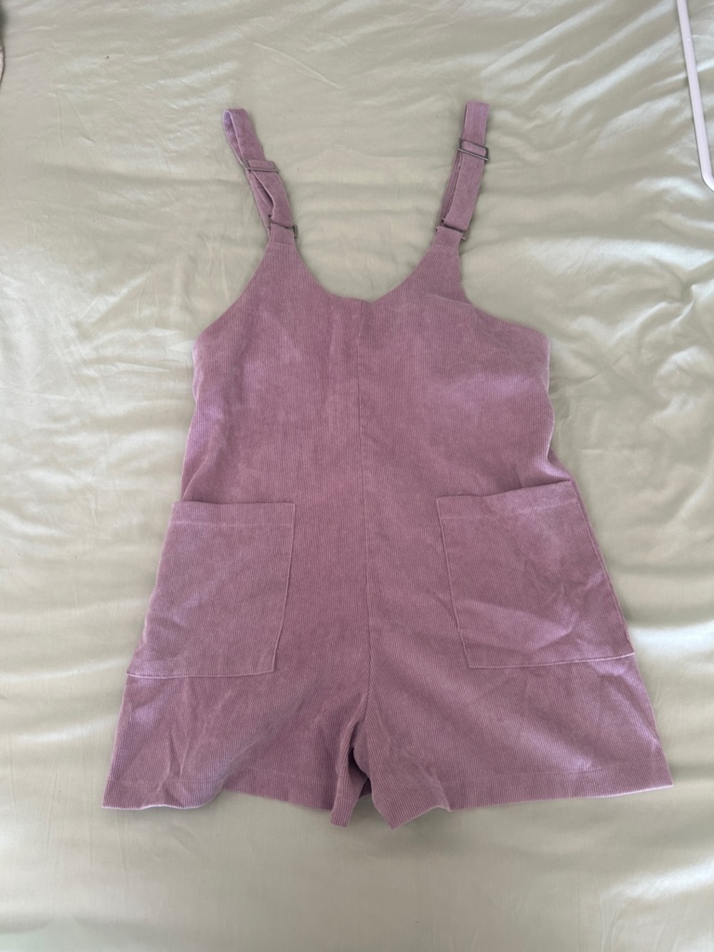 Lilac Corduroy Romper Jumpsuit with Pockets